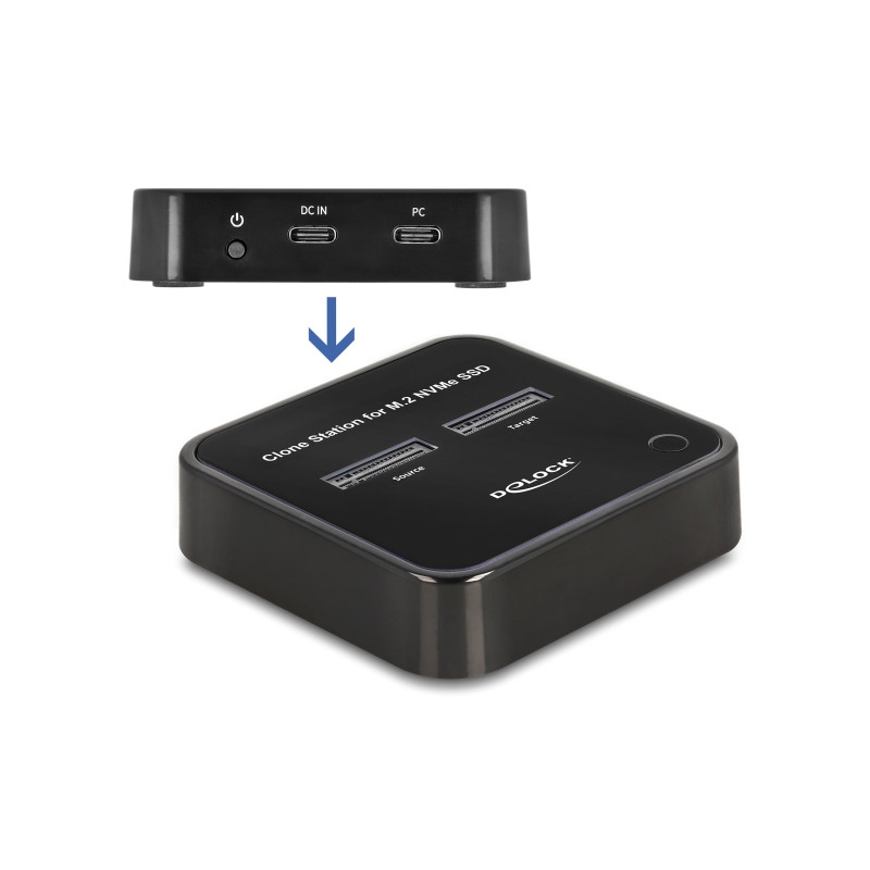 Delock M.2 Dockingstation für 2 x M.2 NVMe PCIe SSD mit Klon Funktion