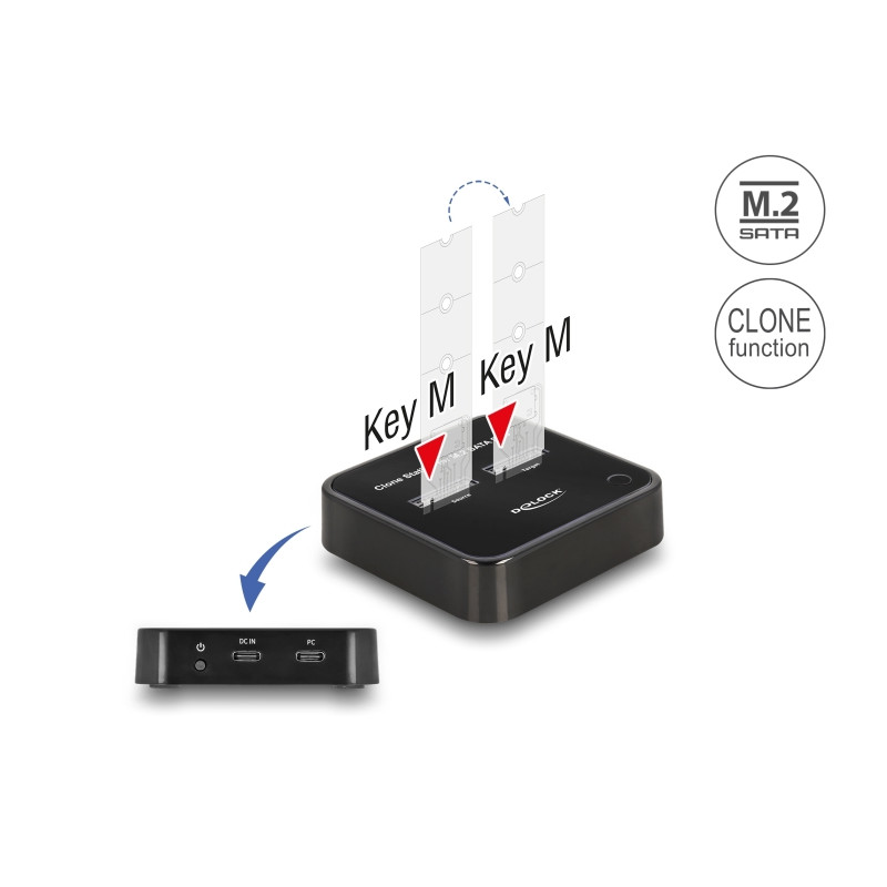 Delock M.2 Dockingstation für 2 x M.2 SATA SSD mit Klon Funktion