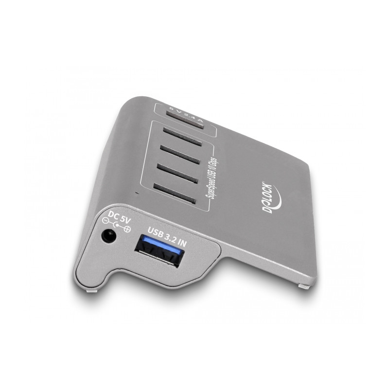 Delock USB 10 Gbps Hub mit 4 USB Typ-A Ports + 1 Schnellladeport inkl. Netzteil