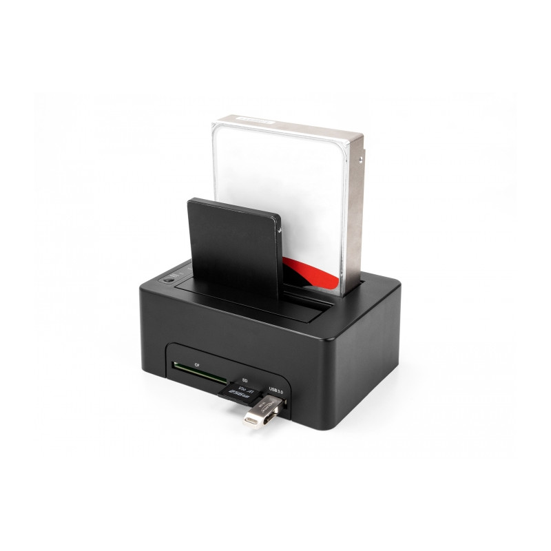Delock USB Dual Dockingstation für 2 x SATA HDD / SSD mit Klon Funktion und Card Reader + zusätzlichem USB Port