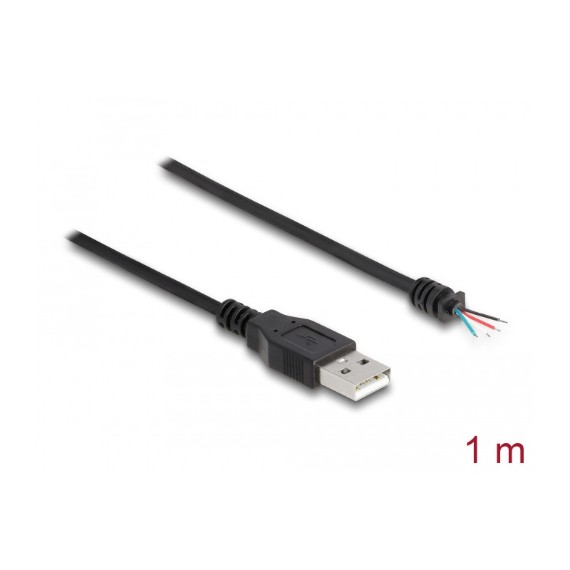 Delock Kabel USB 2.0 Typ-A Stecker zu 4 x offene Kabelenden 1 m schwarz
