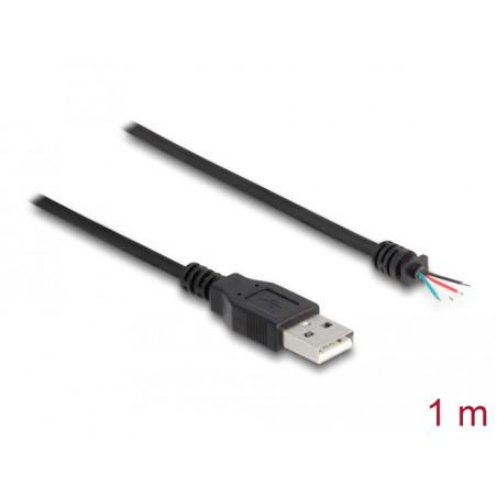 Delock Kabel USB 2.0 Typ-A Stecker zu 4 x offene Kabelenden 1 m schwarz