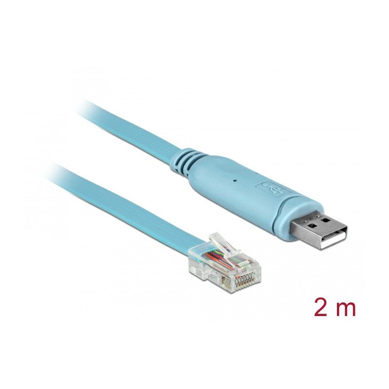 Delock Adapter USB 2.0 Typ-A Stecker - 1 x Seriell RS-232 RJ45 Stecker 2,0 m blau
