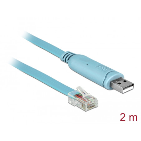 Delock Adapter USB 2.0 Typ-A Stecker - 1 x Seriell RS-232 RJ45 Stecker 2,0 m blau