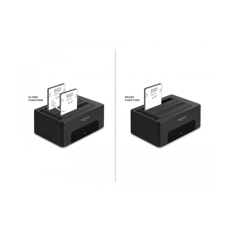 Delock USB Dual Dockingstation für 2 x SATA HDD / SSD mit Klon- und Löschfunktion