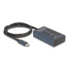 Delock USB 10 Gbps Hub mit 4 USB Type-C™ Ports davon 3 x Datenport + 1 x Daten und PD 20 Watt mit Leistungsanzeige