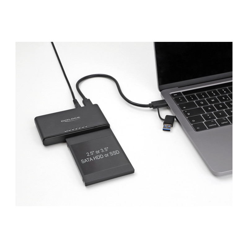 Delock USB Type-C™ Konverter für 1 x M.2 NVMe SSD + 1 x SATA SSD / HDD mit Klon Funktion