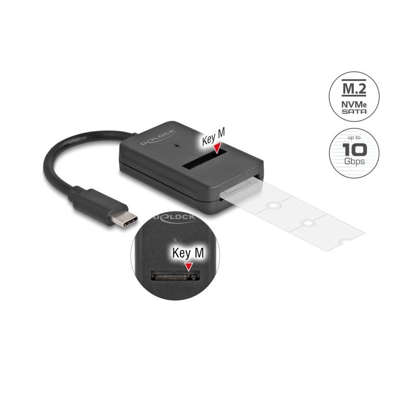 Delock Combo Konverter für M.2 NVMe PCIe oder SATA SSD mit USB Type-C™ 10 Gbps