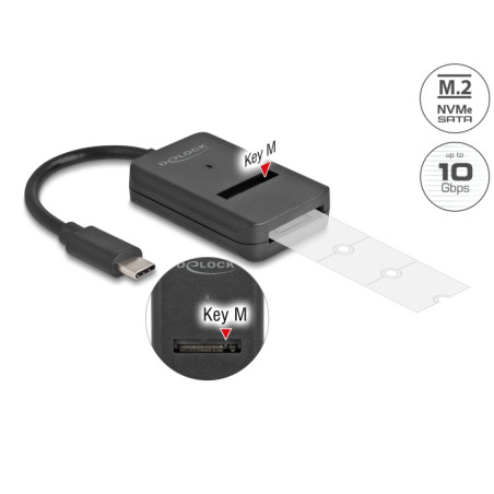 Delock Combo Konverter für M.2 NVMe PCIe oder SATA SSD mit USB Type-C™ 10 Gbps