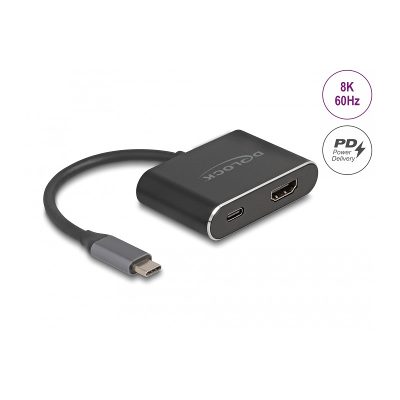 Delock USB Type-C™ Adapter zu HDMI (DP Alt Mode) 8K mit HDR und Power Delivery 100 W