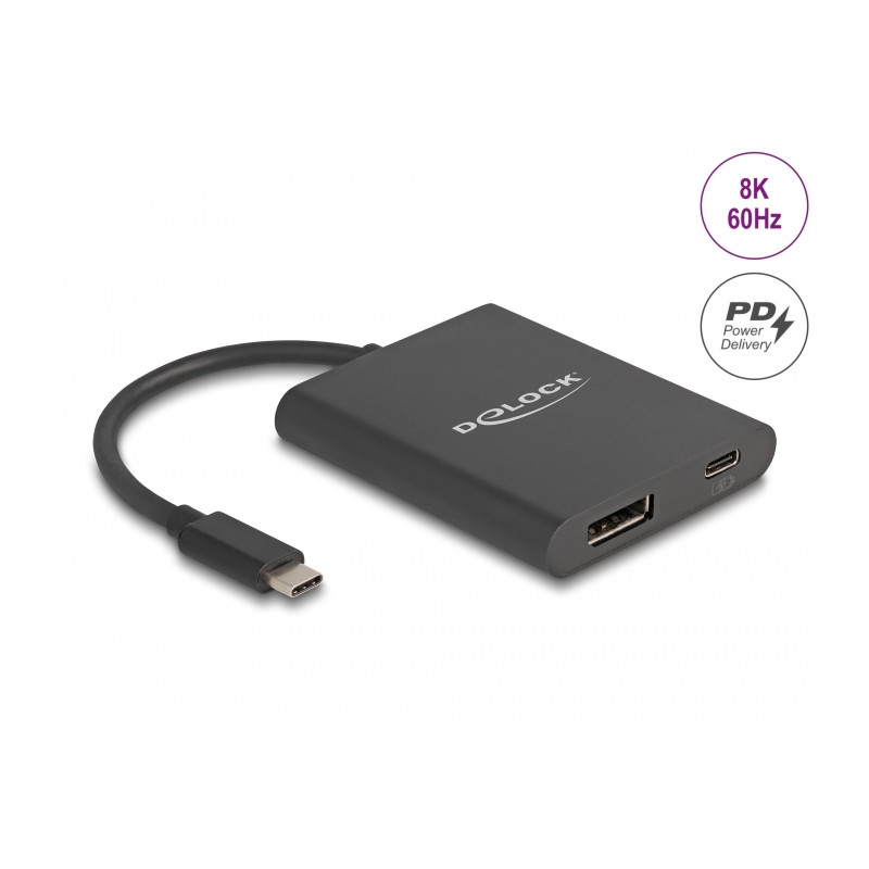 Delock USB Type-C™ Adapter zu DisplayPort (DP Alt Mode) 8K mit HDR und Power Delivery 60 W