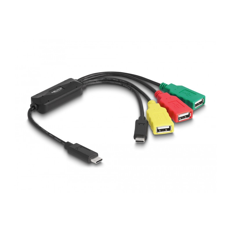 Delock 4 Port USB 2.0 Kabel-Hub mit USB Type-C™ zu 3 x USB-A Buchse + 1 x USB-C™ Stecker
