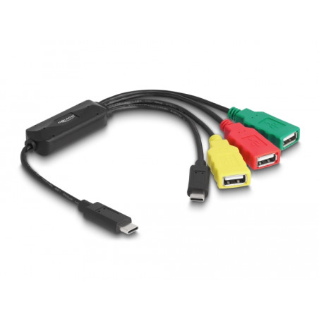 Delock 4 Port USB 2.0 Kabel-Hub mit USB Type-C™ zu 3 x USB-A Buchse + 1 x USB-C™ Stecker