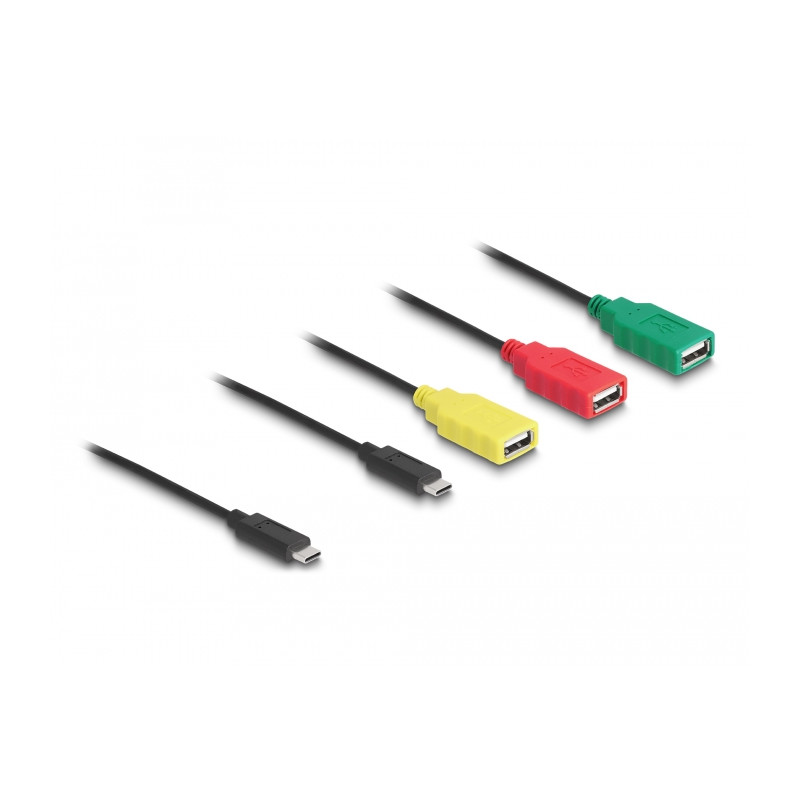Delock 4 Port USB 2.0 Kabel-Hub mit USB Type-C™ zu 3 x USB-A Buchse + 1 x USB-C™ Stecker