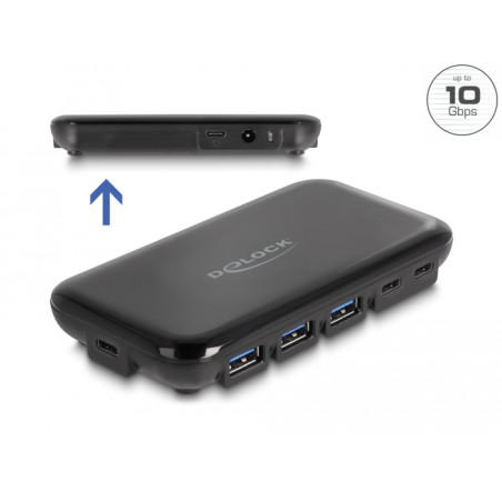 Delock 7 Port USB 3.2 Gen 2 Hub mit 4 USB Typ-A und 3 USB Type-C™ Ports