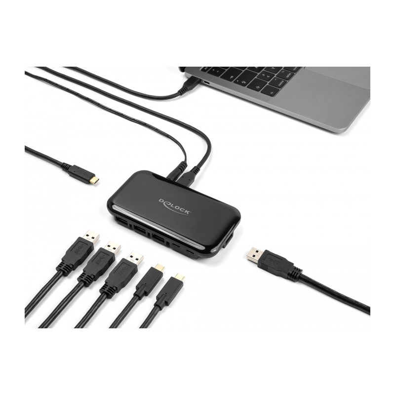 Delock 7 Port USB 3.2 Gen 2 Hub mit 4 USB Typ-A und 3 USB Type-C™ Ports