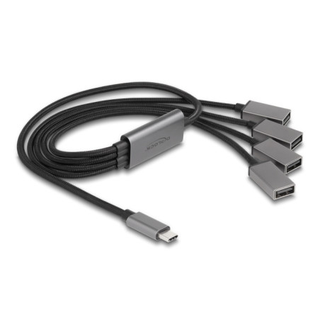 Delock 4 Port USB 2.0 Kabel-Hub mit USB Type-C™ Anschluss 60 cm