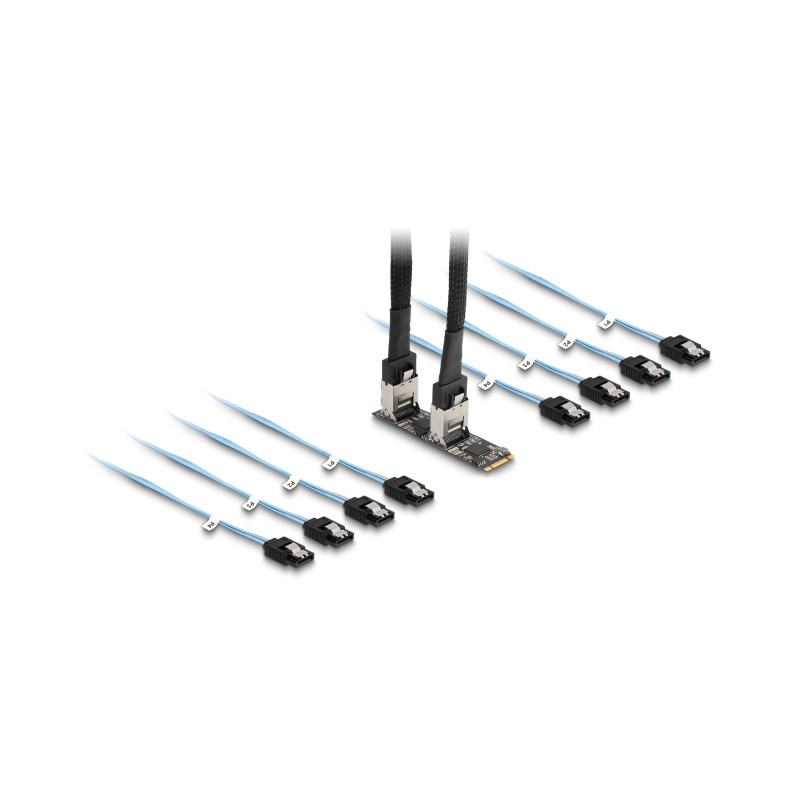 Delock Konverter M.2 2280 Key B+M Stecker zu 8 x SATA