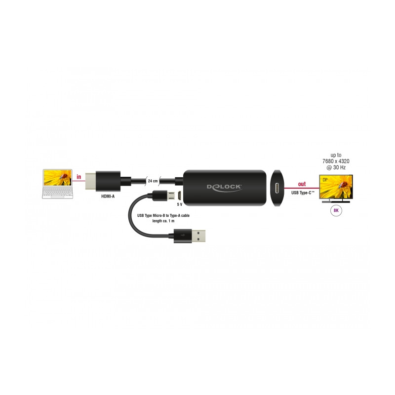 Delock Adapter HDMI-A Stecker zu USB Type-C™ Buchse (DP Alt Mode) 8K