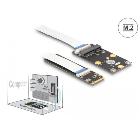 Delock Konverter M.2 Key B+M Stecker zu 1 x Mini PCIe Slot half size / full size mit flexiblem Kabel