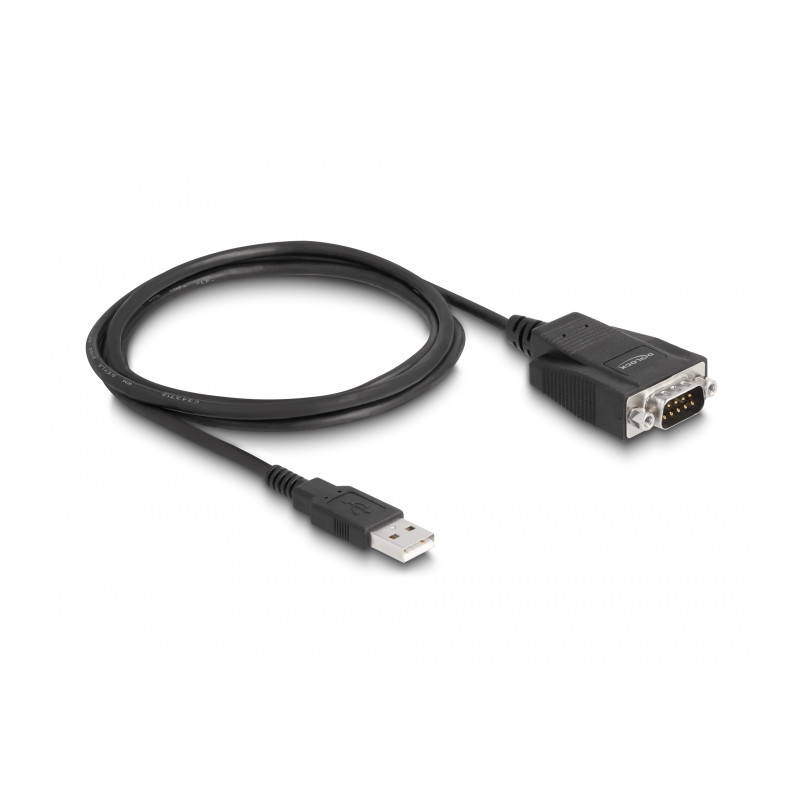 Delock Adapter USB 2.0 Typ-A Stecker zu 1 x Seriell RS-232 D-Sub 9 Stecker mit Schrauben und Muttern ESD Überspannungsschutz