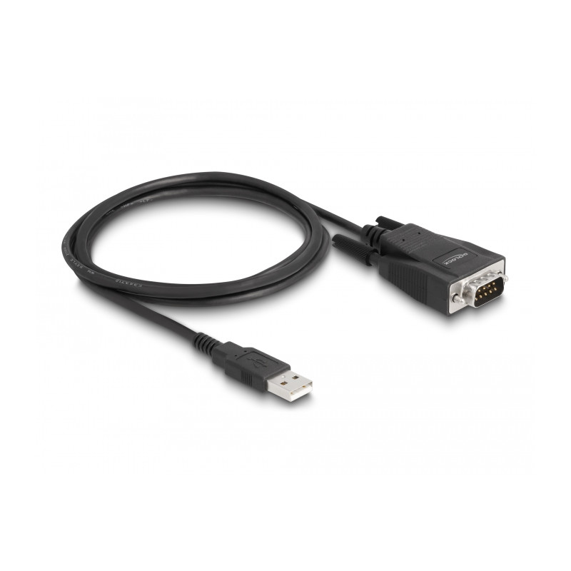 Delock Adapter USB 2.0 Typ-A Stecker zu 1 x Seriell RS-232 D-Sub 9 Stecker mit Schrauben und Muttern ESD Überspannungsschutz