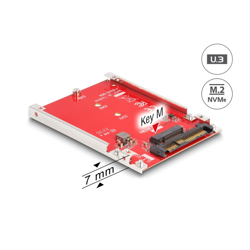 Delock 2.5″ Konverter U.3 SFF-8639 zu M.2 NVMe Key M - 7 mm