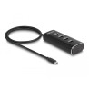Delock 4 Port USB 10 Gbps Hub mit USB Type-C™ Anschluss 60 cm Kabel und Schalter für jeden Port