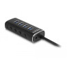Delock 4 Port USB 10 Gbps Hub mit USB Type-C™ Anschluss 60 cm Kabel und Schalter für jeden Port