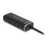 Delock 3 Port USB 10 Gbps Hub inklusive SD und Micro SD Card Reader mit USB Type-C™ Anschluss 60 cm Kabel und Schalter für jeden