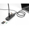Delock 3 Port USB 10 Gbps Hub inklusive SD und Micro SD Card Reader mit USB Type-C™ Anschluss 60 cm Kabel und Schalter für jeden