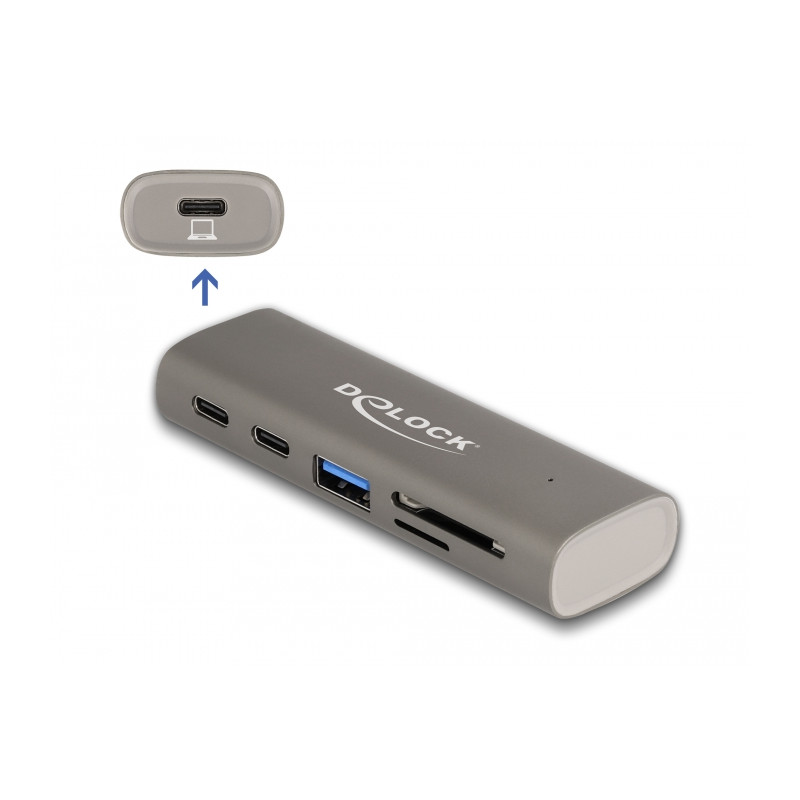 Delock 3 Port USB 10 Gbps Hub inklusive SD und Micro SD Card Reader mit USB Type-C™ Anschluss