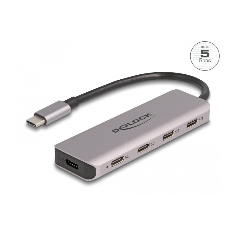 Delock USB 5 Gbps 4 Port USB Type-C™ Hub mit USB Type-C™ Anschluss