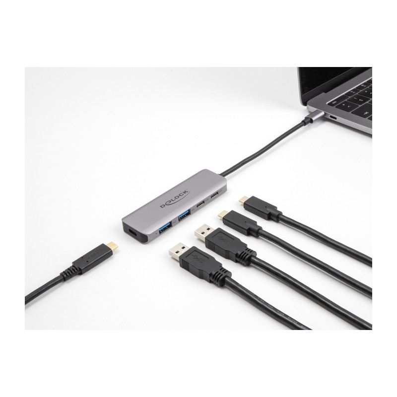 Delock USB 5 Gbps 2 Port USB Type-C™ und 2 Port Typ-A Hub mit USB Type-C™ Anschluss