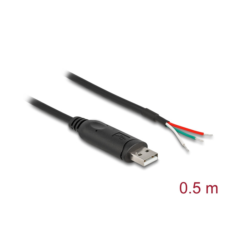 Delock Adapterkabel USB 2.0 Typ-A zu seriell RS-485 3 x offene Kabelenden 0,5 m