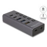 Delock USB 5 Gbps Hub mit 2 x USB Typ-A und 2 x USB Type-C™ Buchse und 1 x Schnellladeport + Schalter
