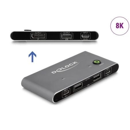 Delock USB-C™ KVM Switch zu DisplayPort 8K 30 Hz mit USB 2.0
