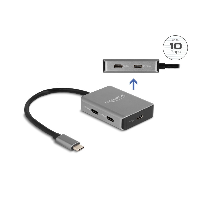 Delock USB 10 Gbps 4 Port USB Type-C™ Hub mit USB Type-C™ Anschluss