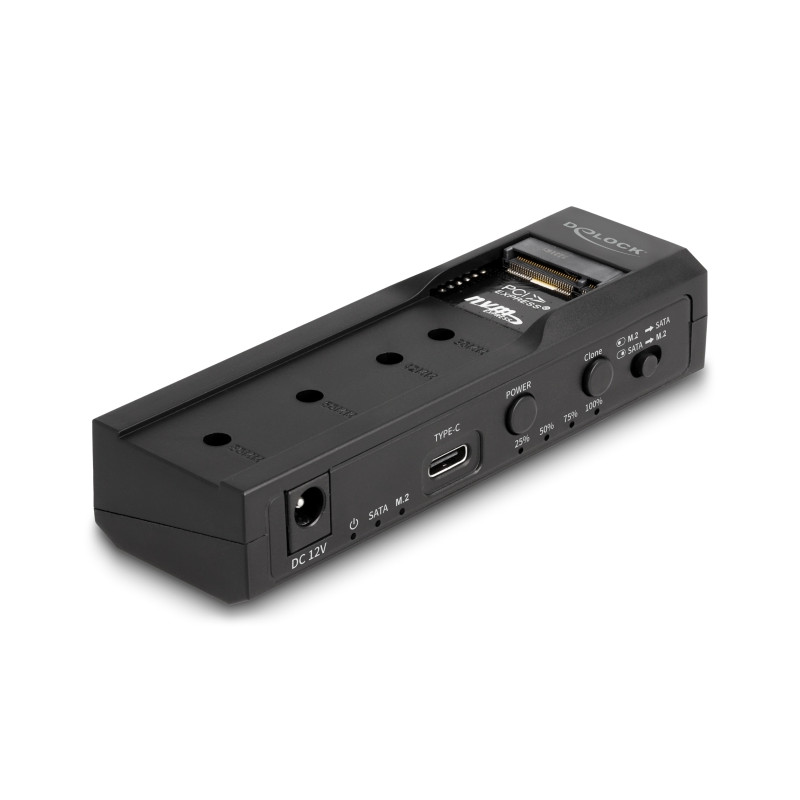 Delock USB Type-C™ Konverter für 1 x M.2 NVMe SSD + 1 x SATA SSD / HDD mit Klon Funktion