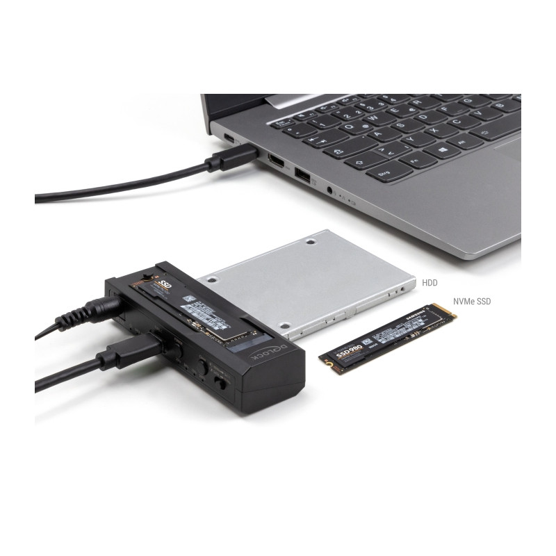 Delock USB Type-C™ Konverter für 1 x M.2 NVMe SSD + 1 x SATA SSD / HDD mit Klon Funktion