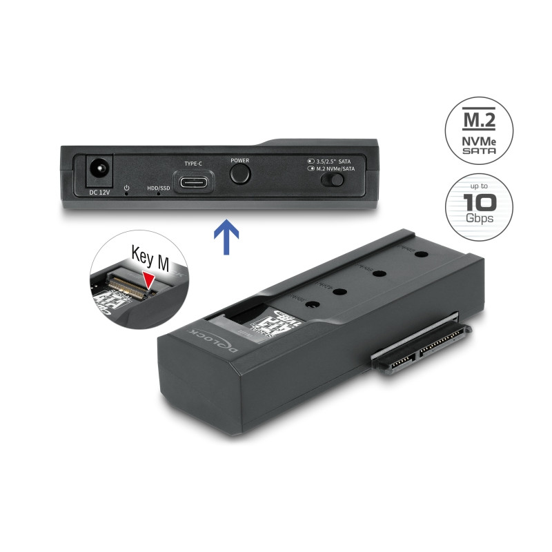 Delock USB Type-C™ Konverter für 1 x M.2 SSD oder 1 x SATA SSD / HDD