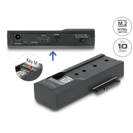 Delock USB Type-C™ Konverter für 1 x M.2 SSD oder 1 x SATA SSD / HDD