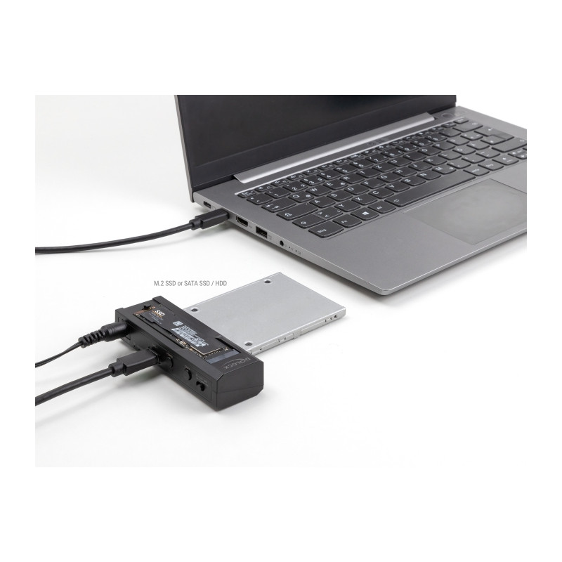 Delock USB Type-C™ Konverter für 1 x M.2 SSD oder 1 x SATA SSD / HDD