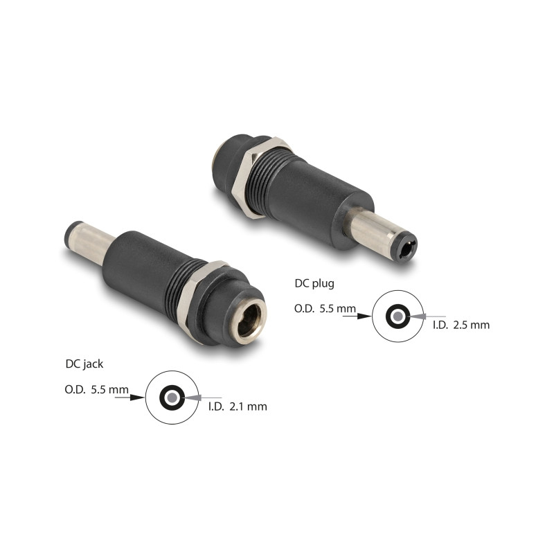 Delock Adapter DC 5,5 x 2,1 mm Buchse zu DC 5,5 x 2,5 mm Stecker