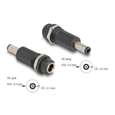 Delock Adapter DC 5,5 x 2,1 mm Buchse zu DC 5,5 x 2,5 mm Stecker