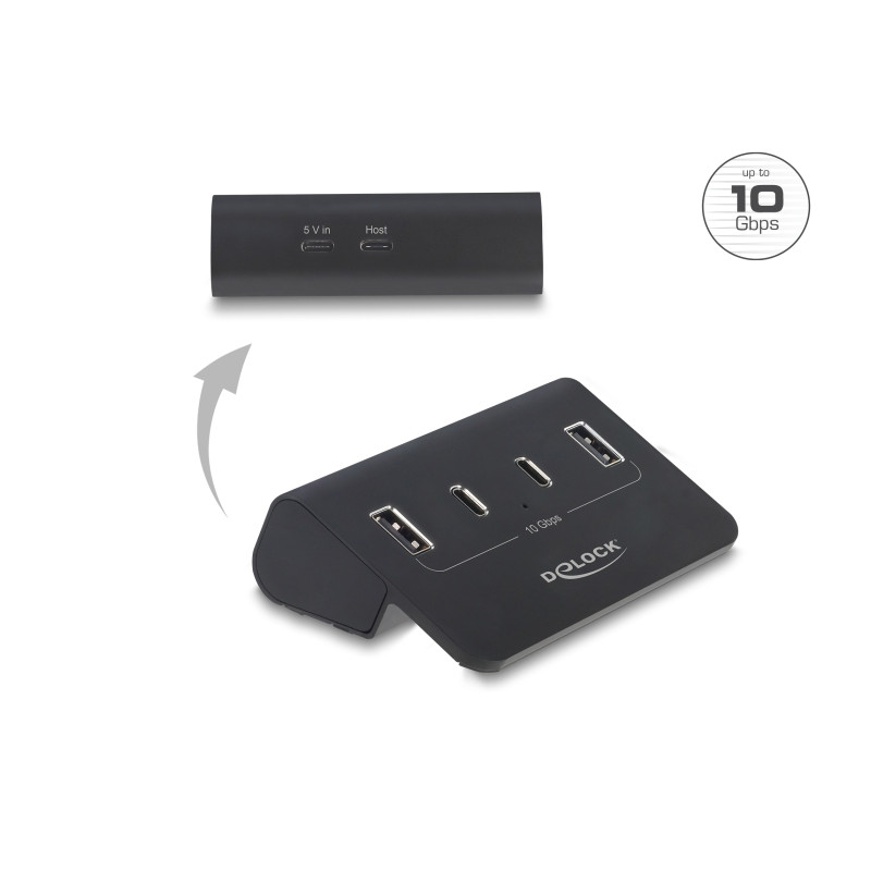 Delock USB 10 Gbps Hub mit 2 USB Type-C™ und 2 USB Typ-A Ports