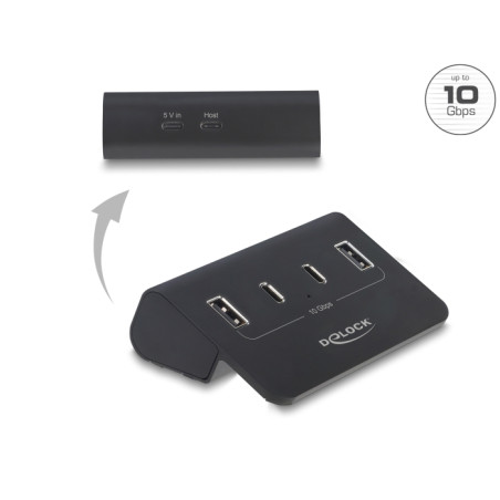 Delock USB 10 Gbps Hub mit 2 USB Type-C™ und 2 USB Typ-A Ports