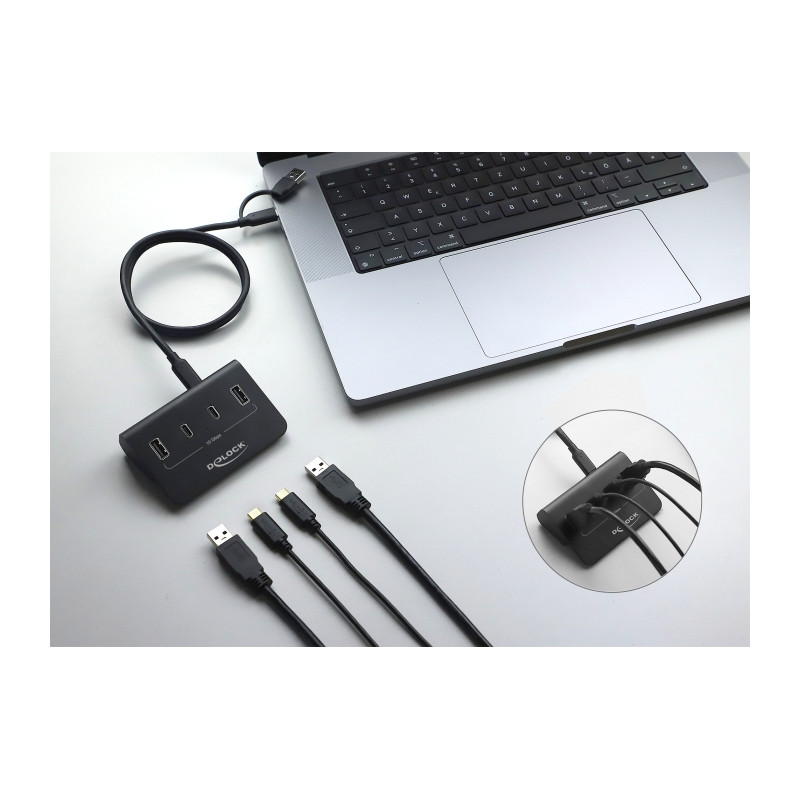Delock USB 10 Gbps Hub mit 2 USB Type-C™ und 2 USB Typ-A Ports