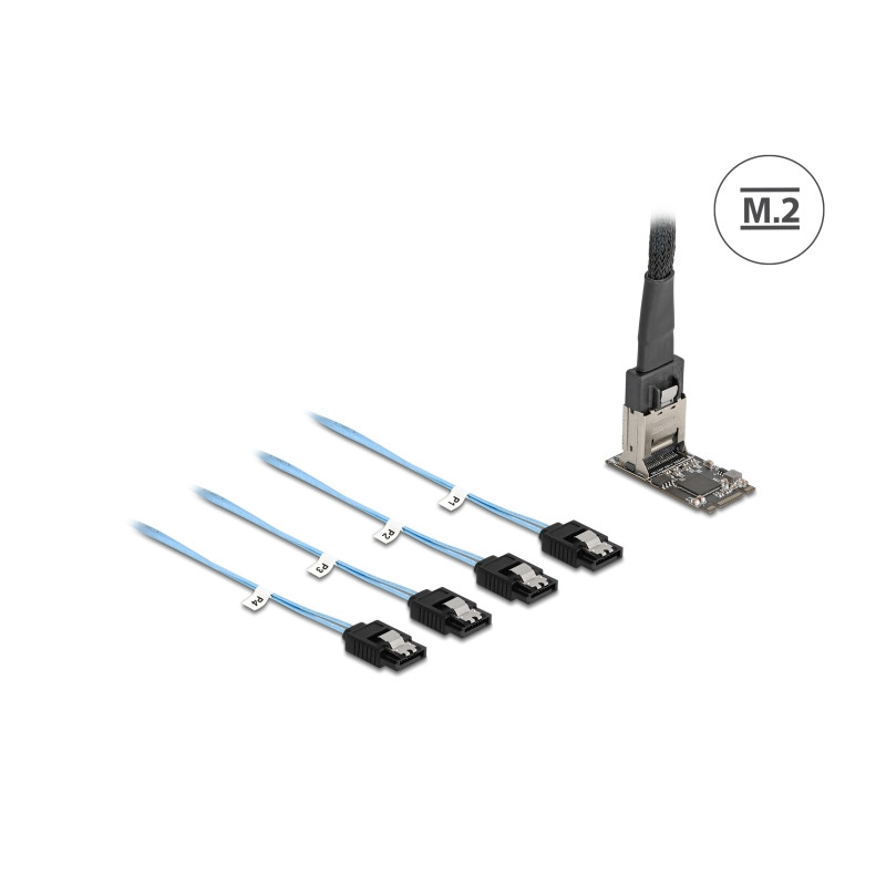 Delock M.2 2242 Key B+M Kontroller zu 4 x SATA mit 1 m Kabel