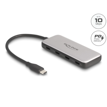 Delock USB 10 Gbps USB Type-C™ Hub mit 4 x USB Type-C™ Buchse und PD 85 Watt